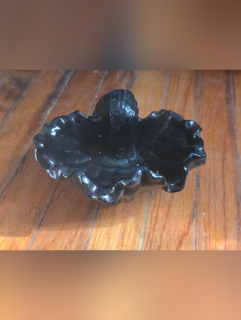 Resin Black Seashell Multipurpose. Candle Holder, Trinket Dish Etc.